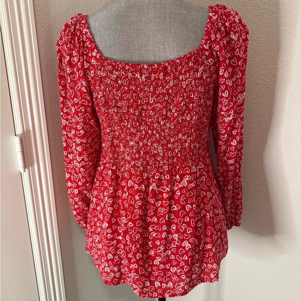 Loft Heart Cinched Sweetheart Neck Blouse - Sz 6 - Picture 2 of 7